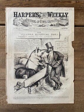 Thomas Nast, Political Cartoon, Antique Engraving, Harpers Weekly
